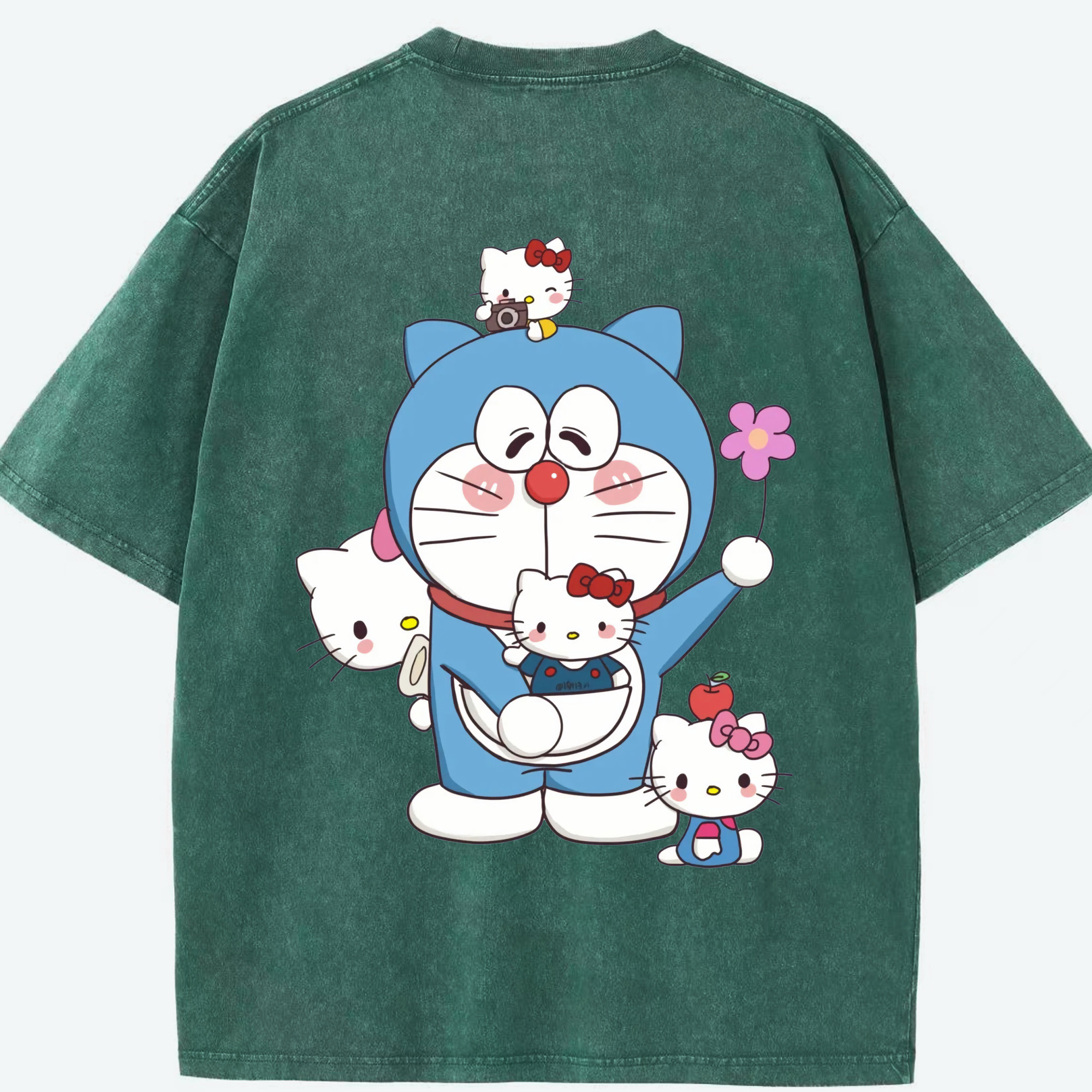 （画像用） ドラえもん Doraemon 綿100% ヴィンテージ風 半袖Tシャツ（背面プリント）